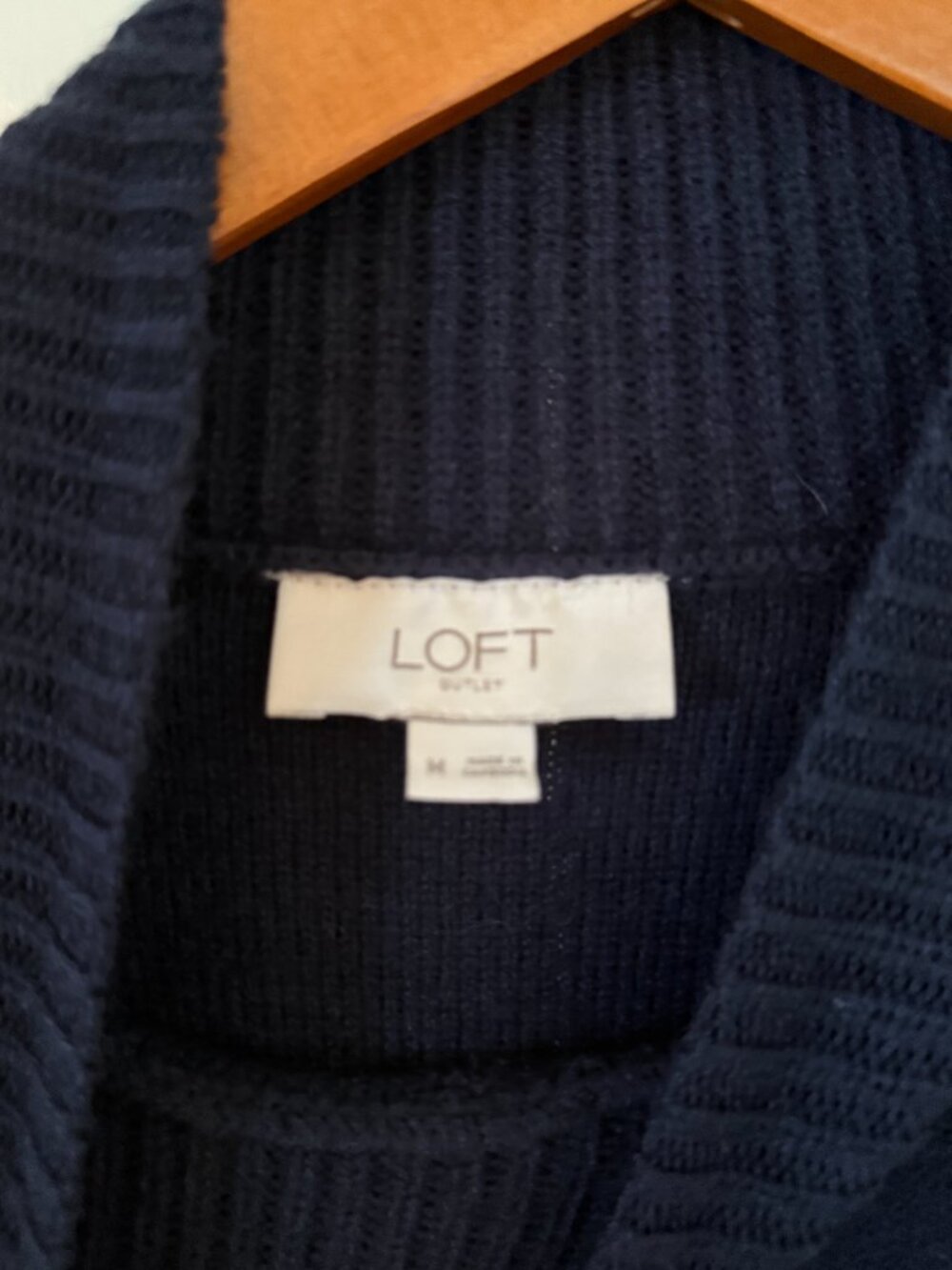 Loft oversized cable knit sweater M Navy Blue - Picture 2 of 3
